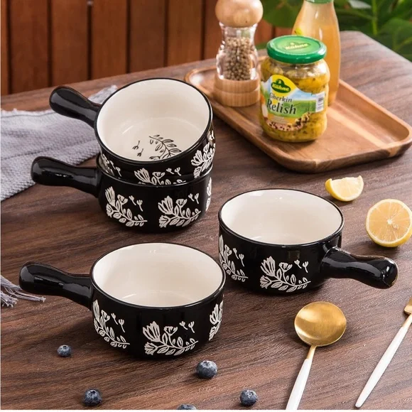 New 4 pc porcelain soup bowls - Picture 1 of 6